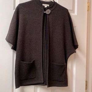 Coldwater Creek Dark Brown Short Sleeve Open Cardigan with Front Pockets
